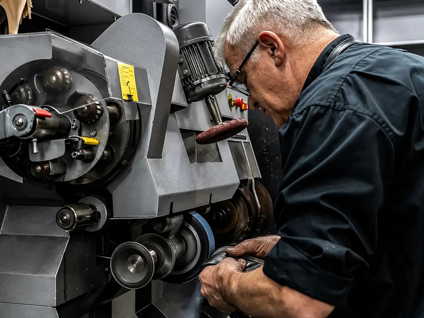 Wilco aan het werk in de schoenmakerij